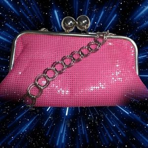* New "ALDO Evening Hot Pink Metallic Clutch  Bag Chain Strap